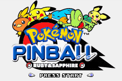 Pokemon Pinball: Ruby and Sapphire title screen for GameBoy Advance